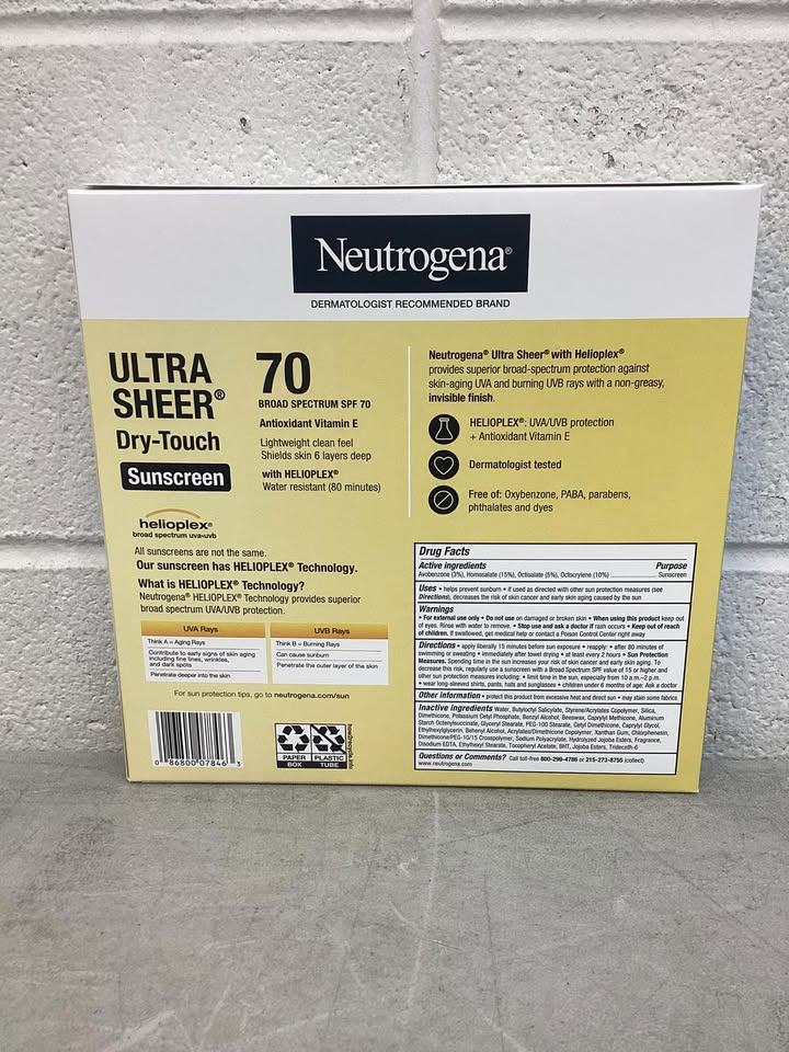 Neutrogena Ultra Sheer Dry-Touch Sunscreen Lotion, SPF 70, 3 oz., 3pk.
