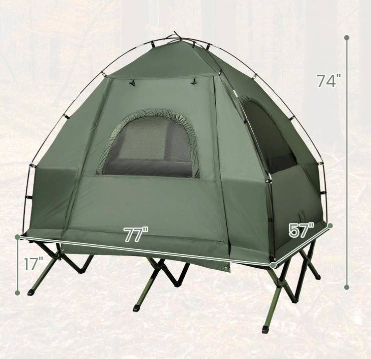 2-Person Foldable Outdoor Camping Tent Cot with Air Mattress