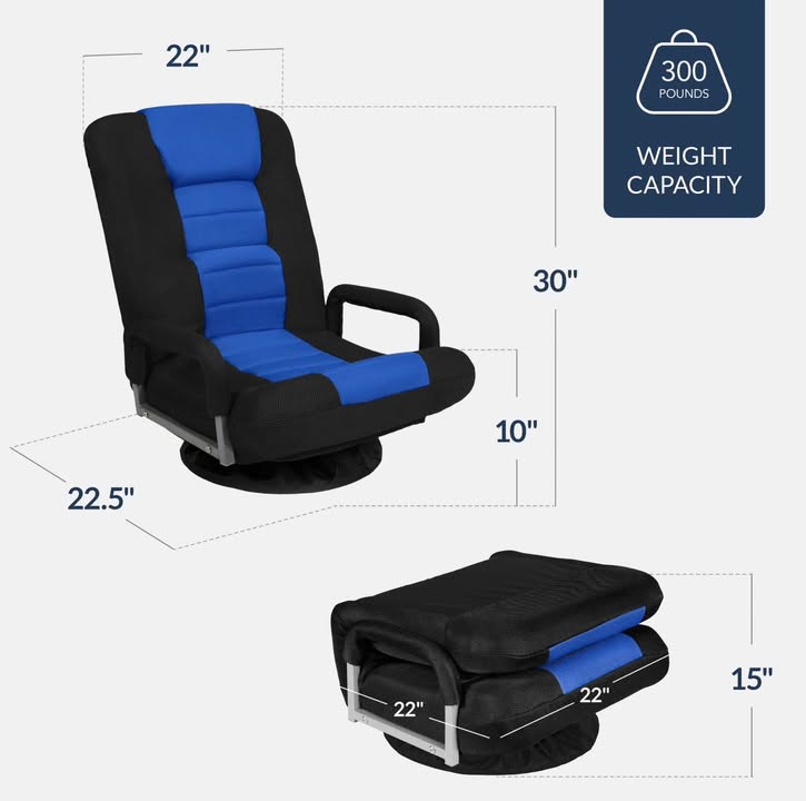 Best Choice Products Gaming Floor Chair w/ 360-Degree Swivel, Armrest, Adjustable Backrest