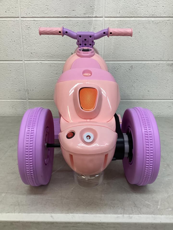 32-in 6V Kids Electric Ride-On Motorcycle in Pink and Purple