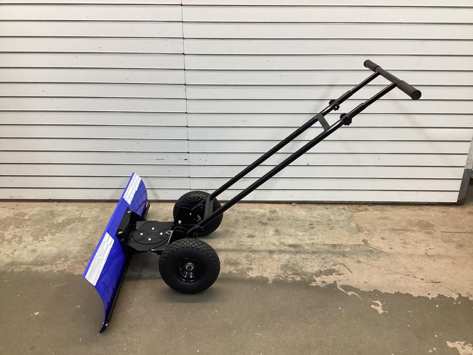 Galvanized Blade 2-Wheel Snow Pusher w/ Adjustable Handle - 36in