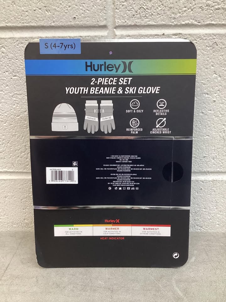 Hurley Kids 2-Piece Hat and Glove Set, Size S (4-7yrs)
