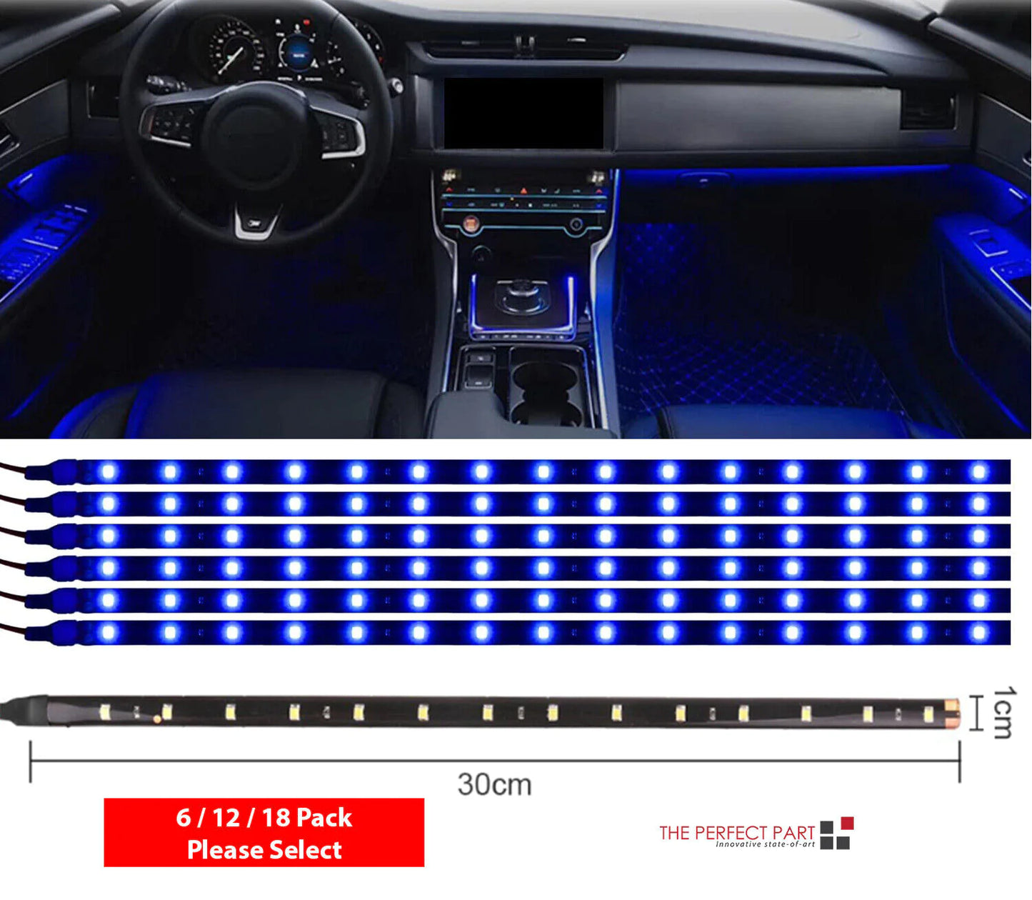 Waterproof 12V LED Strip Lights for Car & Motorcycle – 12"/15" DC Underbody Accent Lighting Kit (Multi-Pack)