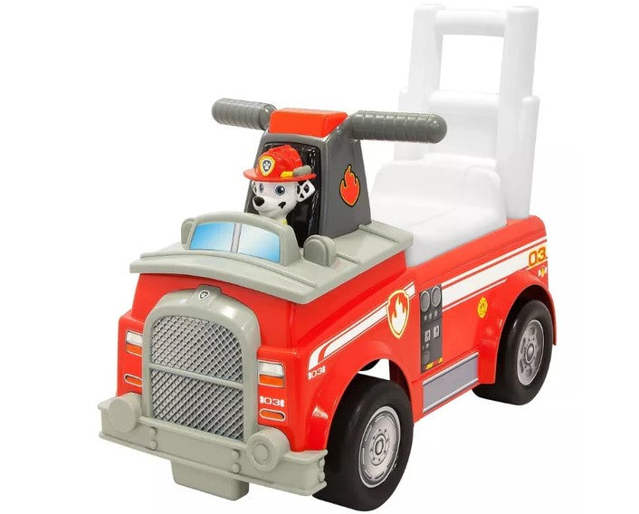 Nick Jr. Paw Patrol Marshall Fire Truck Kids' Ride-On with Lights, Sounds, Storage and Walking Bar