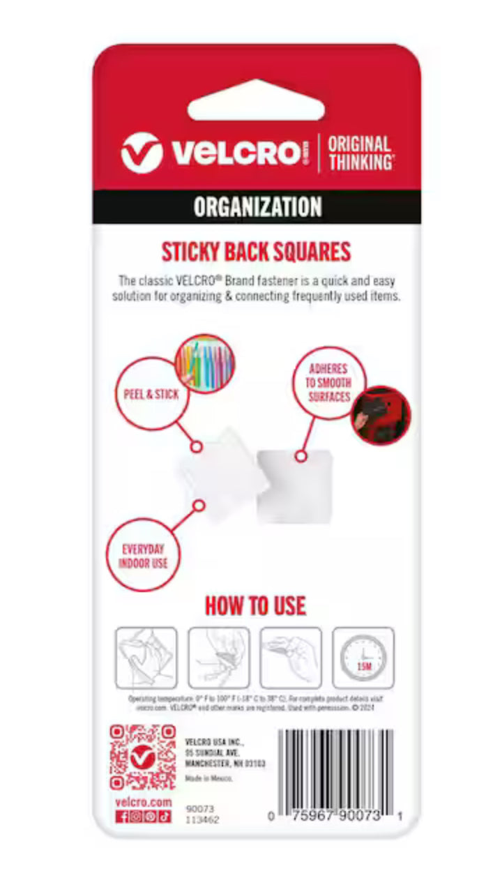 VELCRO 7/8 in. Sticky Back Squares (12-Pack)