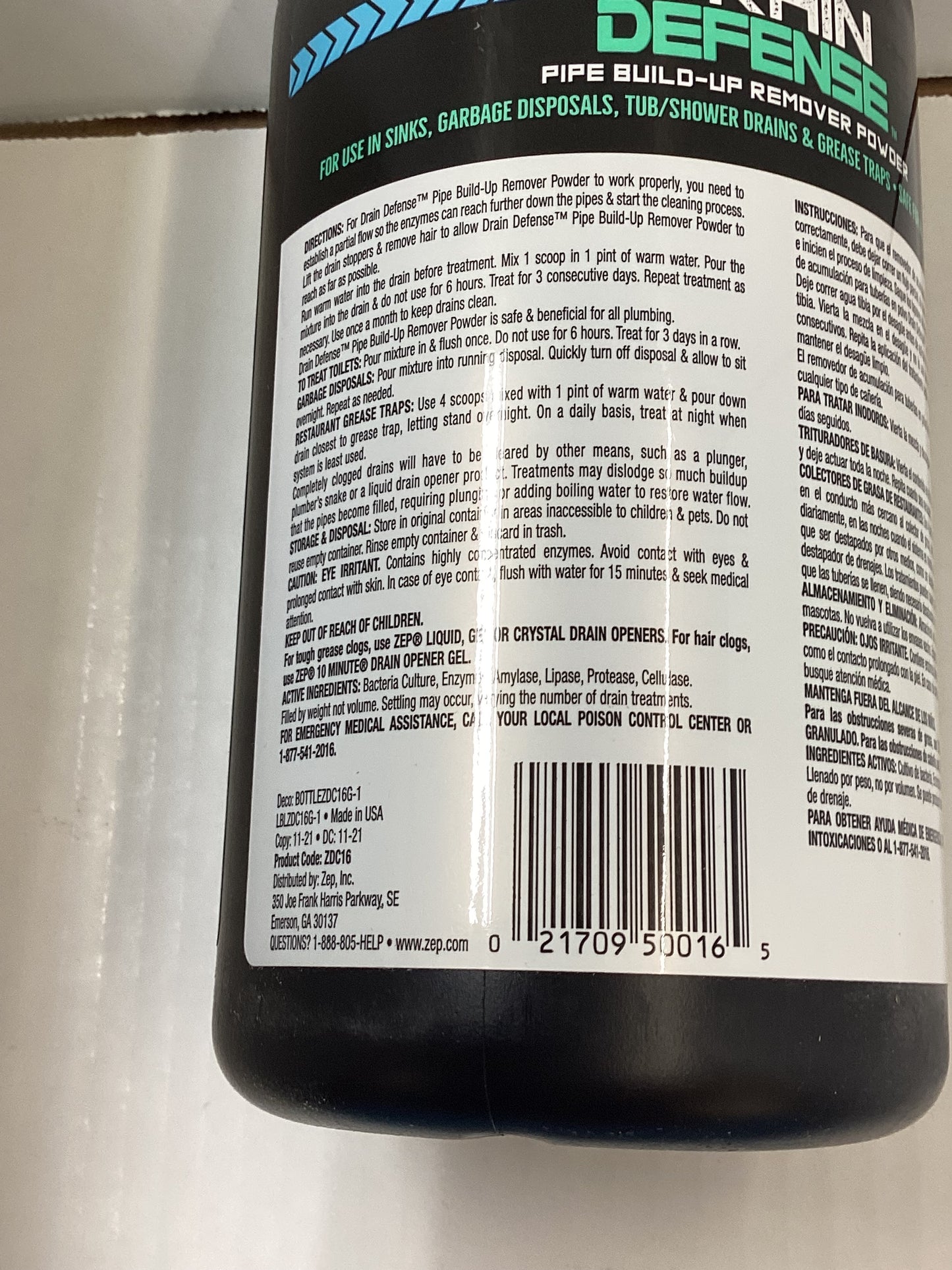 Zep Drain Defense Powder Build-Up Remover 18 oz