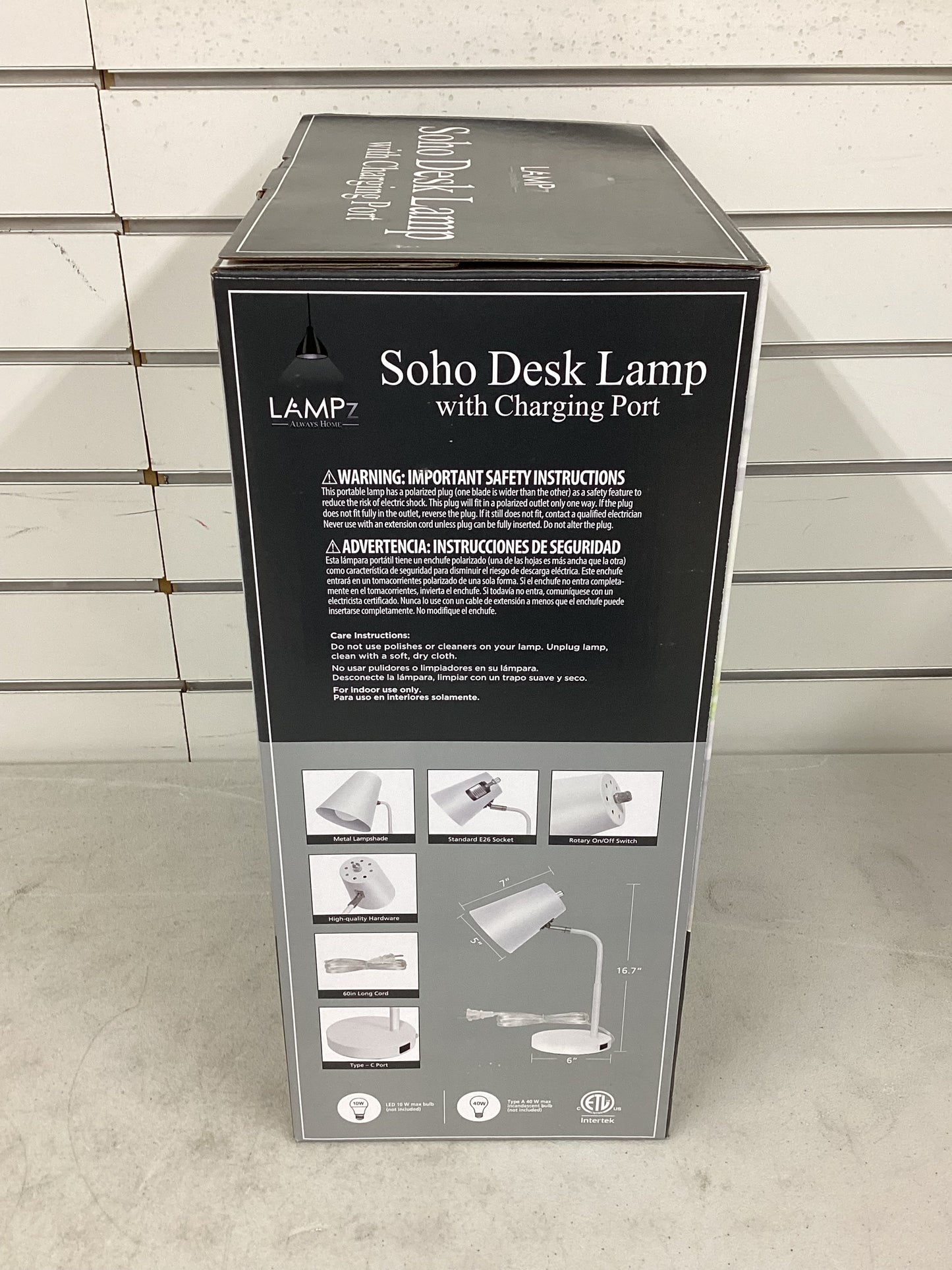 LAMPz® 15.5in Desk Lamp White Lamp with White Shade