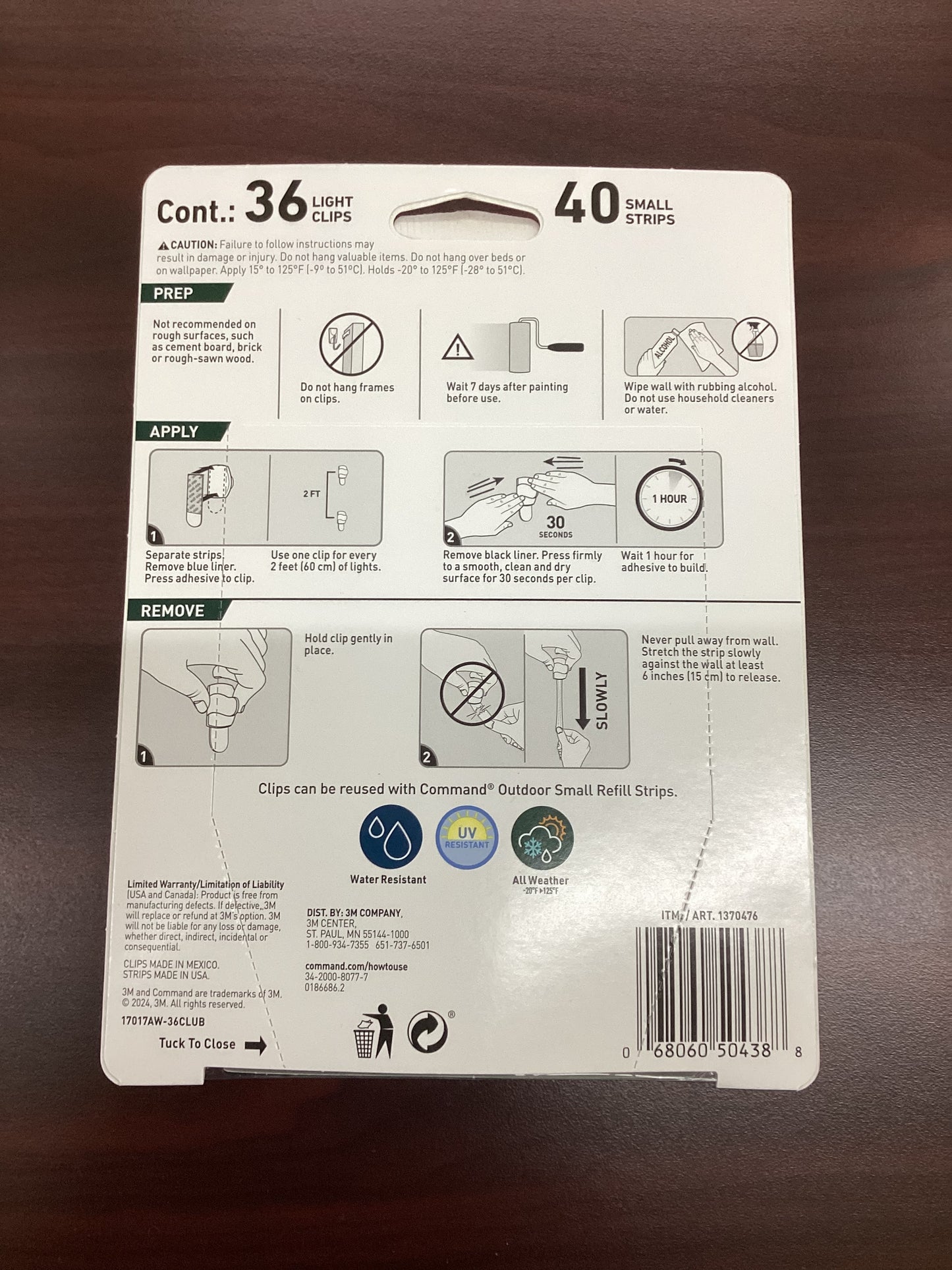 3M Command Damage Free Indoor/Outdoor Clear Light Clips, 36 Clips, 40 Strips