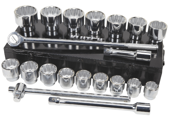 Klutch Jumbo 1in.-Drive Socket Set, 21-Pc., SAE