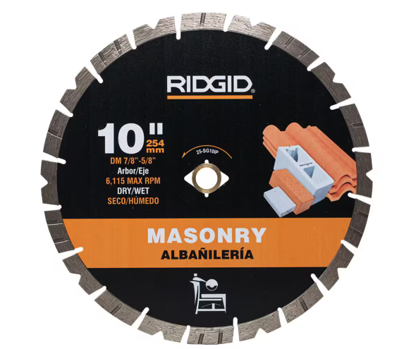 RIDGID 10 in. Masonry Cutting Segmented Rim Diamond Saw Blade