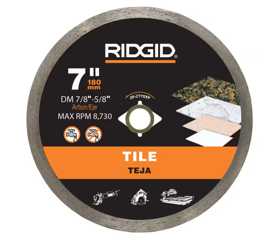 RIDGID 7 in. Tile Continuous Rim Diamond Saw Blade