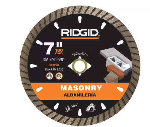RIDGID 7 in. Masonry Cutting Turbo Rim Diamond Saw Blade