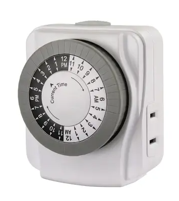 Prime TNI2412-RC 24-Hour Indoor Mechanical Timer, 125V, White – Energy-Saving Plug-In Outlet Timer