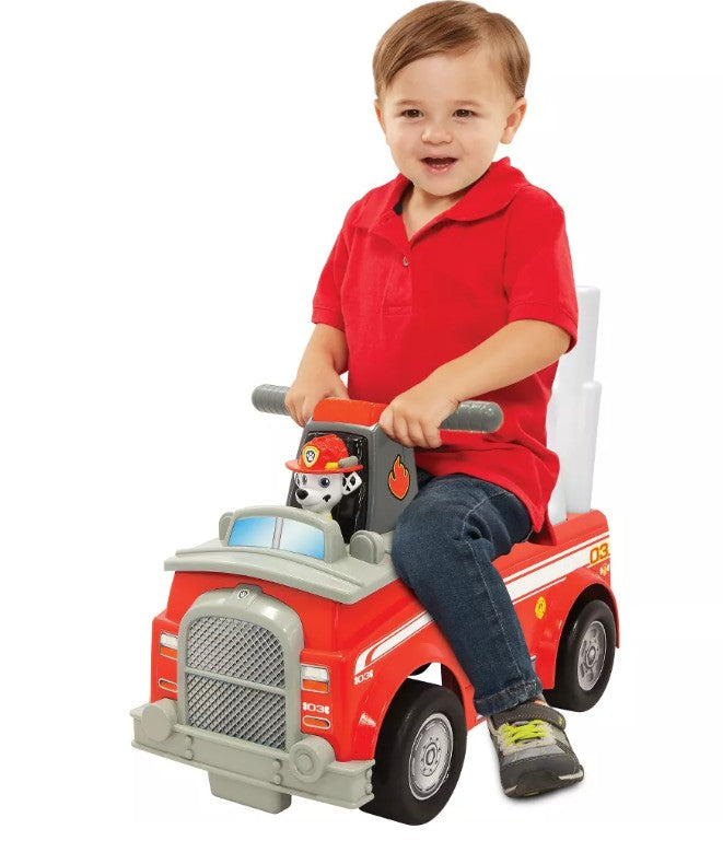 Nick Jr. Paw Patrol Marshall Fire Truck Kids' Ride-On with Lights, Sounds, Storage and Walking Bar