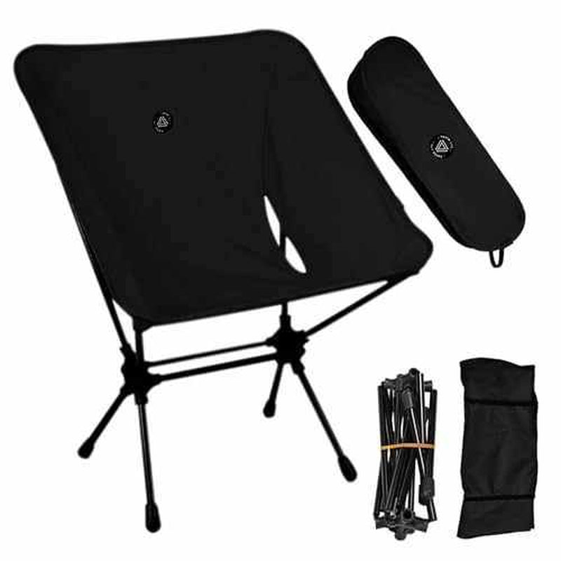 Ultralight Folding Camping Chair – Low Back, Portable Outdoor Chair with Storage Pouch, Army Green
