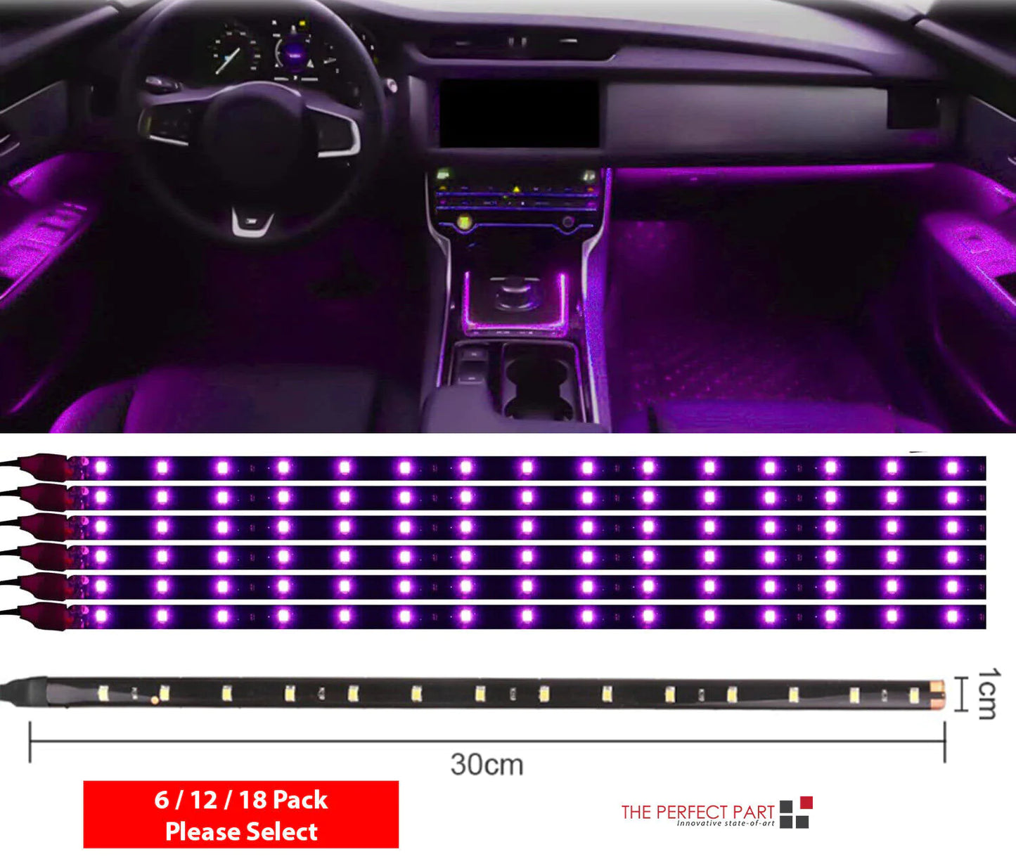 Waterproof 12V LED Strip Lights for Car & Motorcycle – 12"/15" DC Underbody Accent Lighting Kit (Multi-Pack)