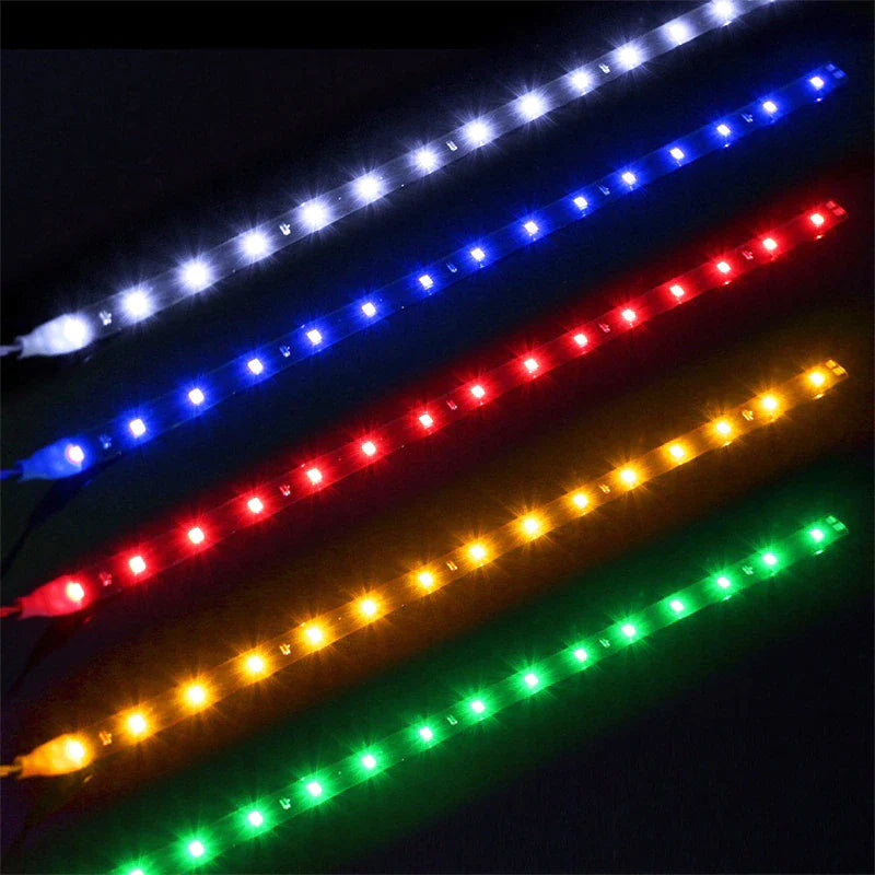 Waterproof 12V LED Strip Lights for Car & Motorcycle – 12"/15" DC Underbody Accent Lighting Kit (Multi-Pack)