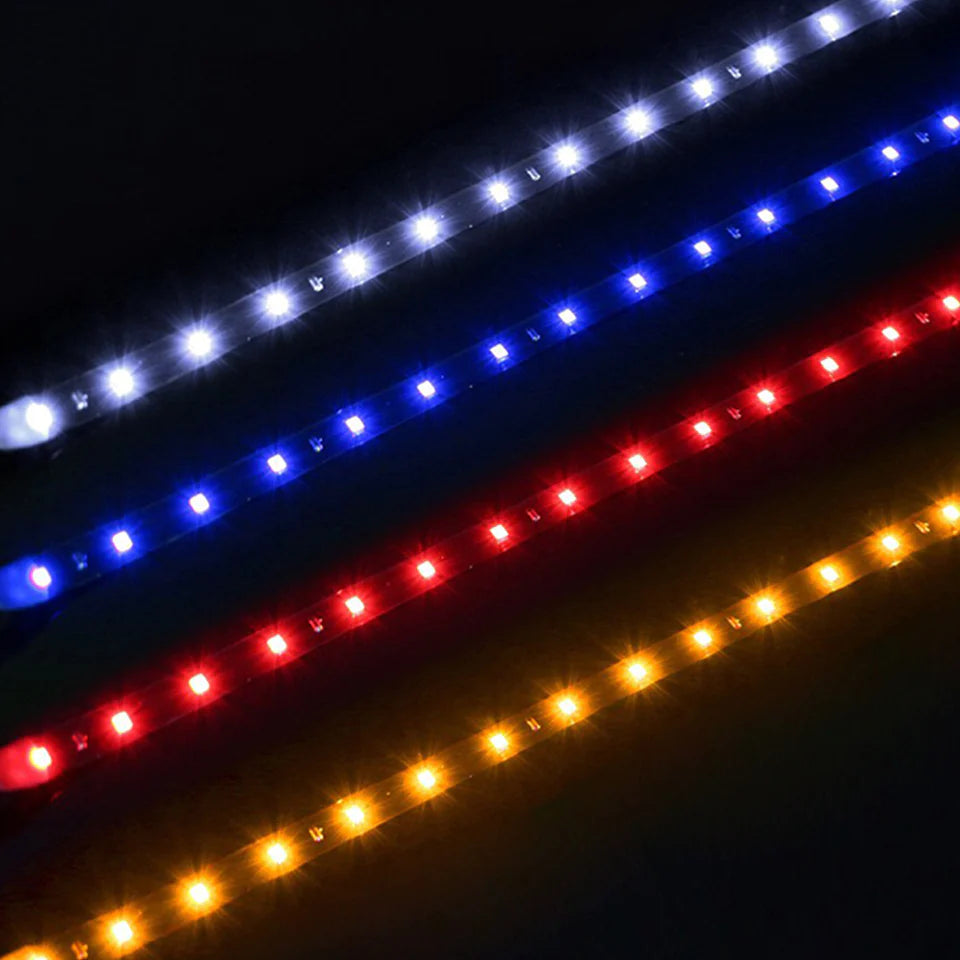 Waterproof 12V LED Strip Lights for Car & Motorcycle – 12"/15" DC Underbody Accent Lighting Kit (Multi-Pack)