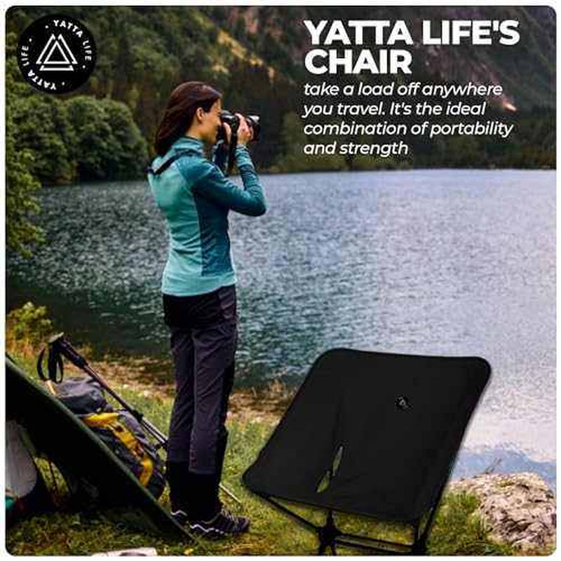Ultralight Folding Camping Chair – Low Back, Portable Outdoor Chair with Storage Pouch, Army Green