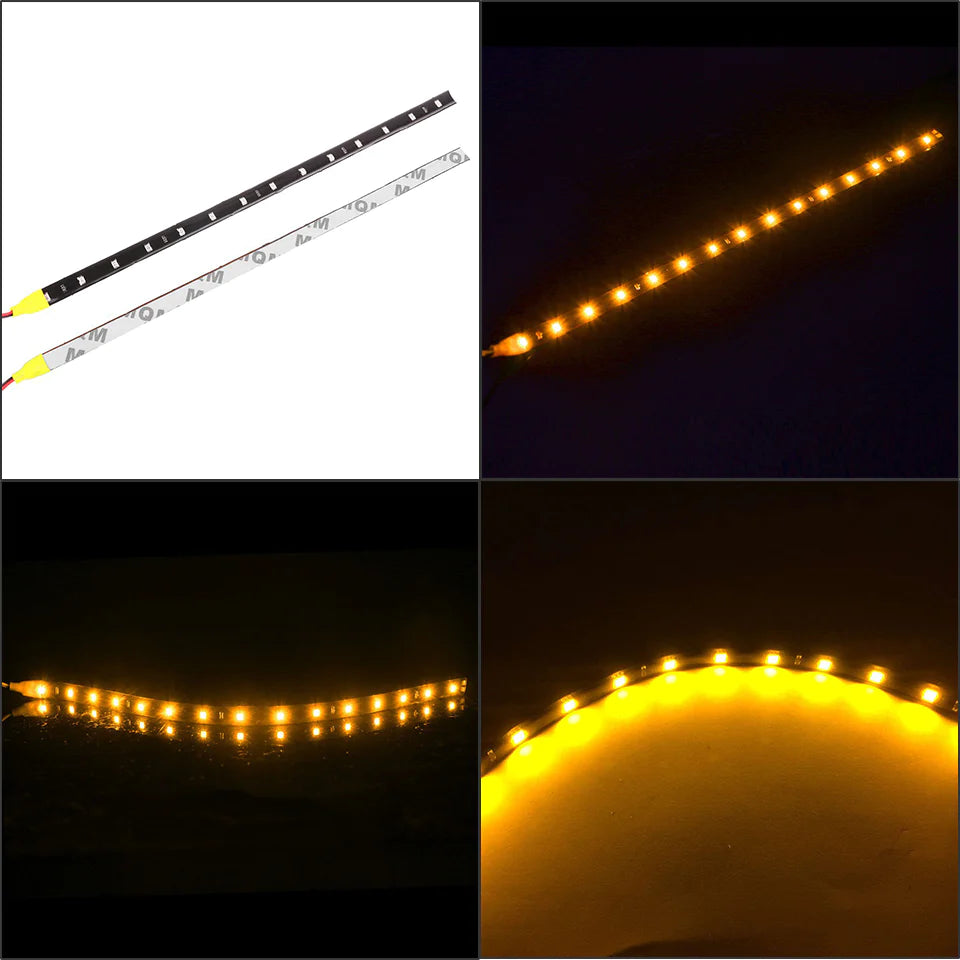 Waterproof 12V LED Strip Lights for Car & Motorcycle – 12"/15" DC Underbody Accent Lighting Kit (Multi-Pack)
