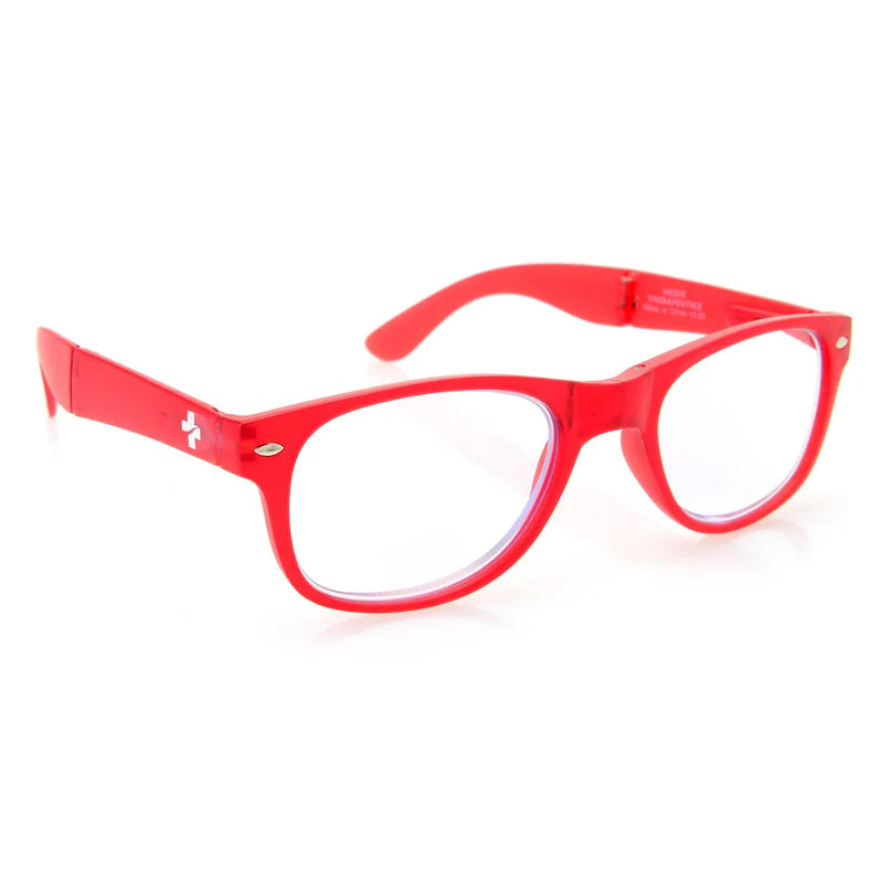 Medic Therapeutic Foldable Blue Light Blocking Rectangle Frame Reading Glasses w/ Case 1.5 Magnification