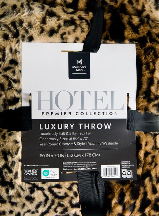 Member's Mark Hotel Premier Luxury Throw Faux Fur, Cheetah, 60" x 70"