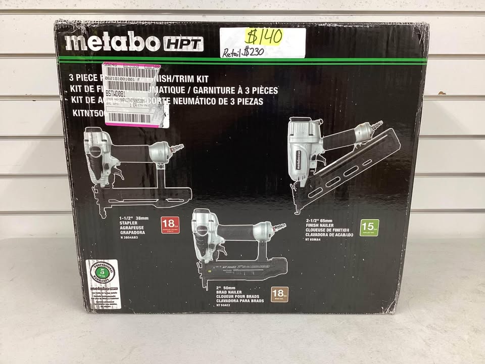 Metabo HPT Pneumatic 3-Tool Finish/Trim Nailers Combo Kit