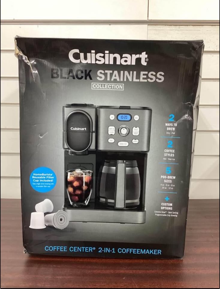 Cuisinart Hot and Iced brew Coffee Center 2-in-1 Coffeemaker Black Stainless Collection