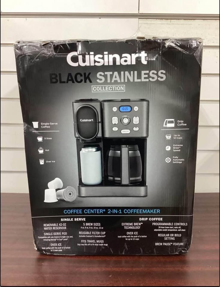 Cuisinart Hot and Iced brew Coffee Center 2-in-1 Coffeemaker Black Stainless Collection