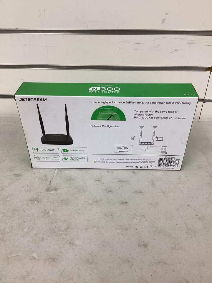 Jetstream N300 WiFi Router 2.4GHz, 802.11a, High Transfer Rate, 360 Degree Coverage