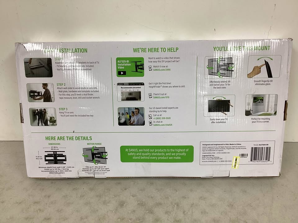 Sanus Large Full Motion Wall Mount 42-85" TV's