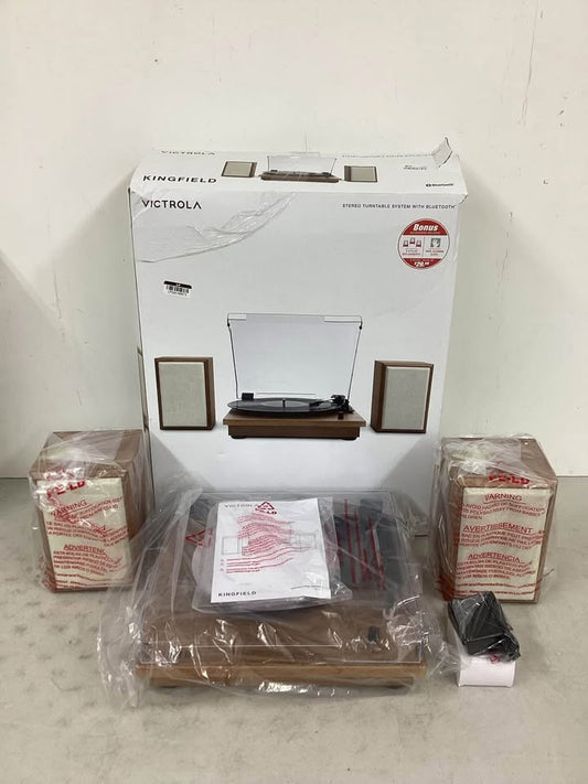 Victrola The Kingfield Bluetooth Record Player Shelf System with Bookshelf Speakers