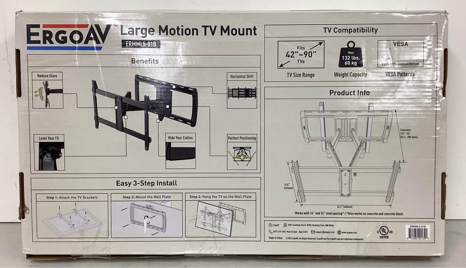 ErgoAV Large Motion TV Mount 42"- 90"TVs