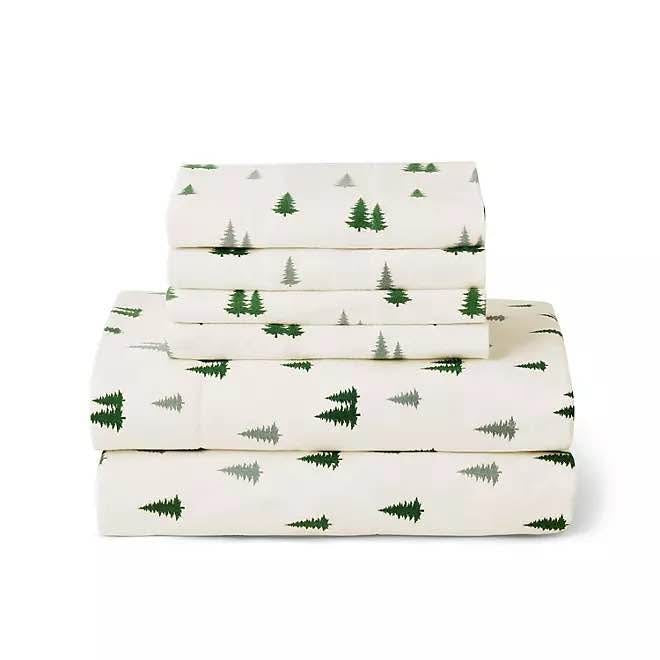 Member's Mark Flannel Sheet Set Queen Size Pine Forest