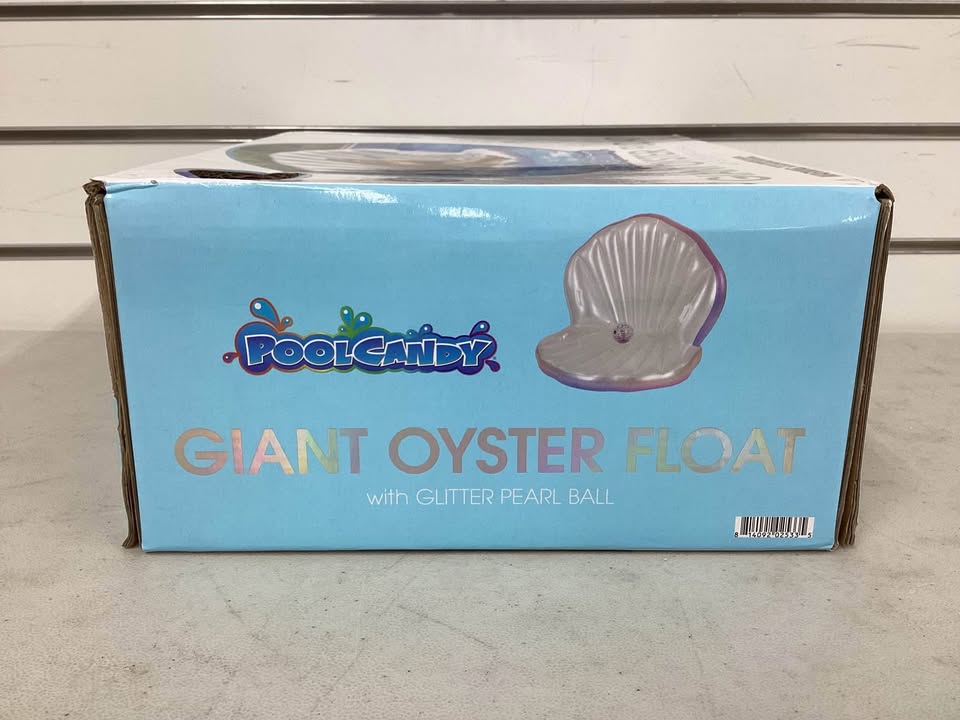 PoolCandy Giant Oyster Shell Lounge with Glitter Pearl Beach Ball