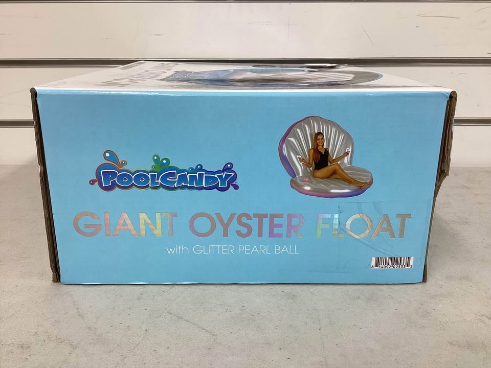 PoolCandy Giant Oyster Shell Lounge with Glitter Pearl Beach Ball