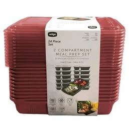 Edge Double Compartment Meal Prep Set, 24-Piece, 12 Lids / 12 Containers