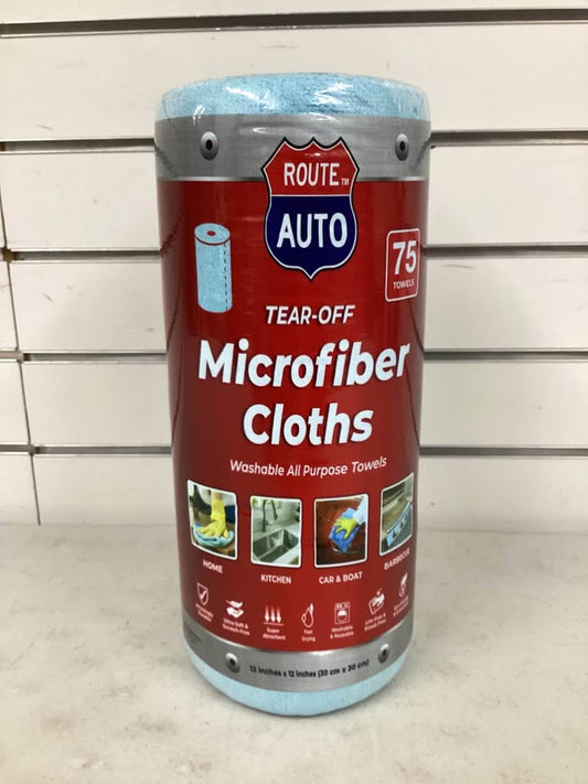 Route Auto 75-Sheet Tear Off Microfiber Cloths, Washable All Purpose Towels