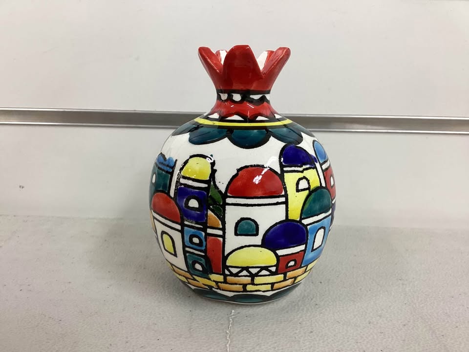 Armenian Ceramic Pomegranate with Jerusalem Design 4”
