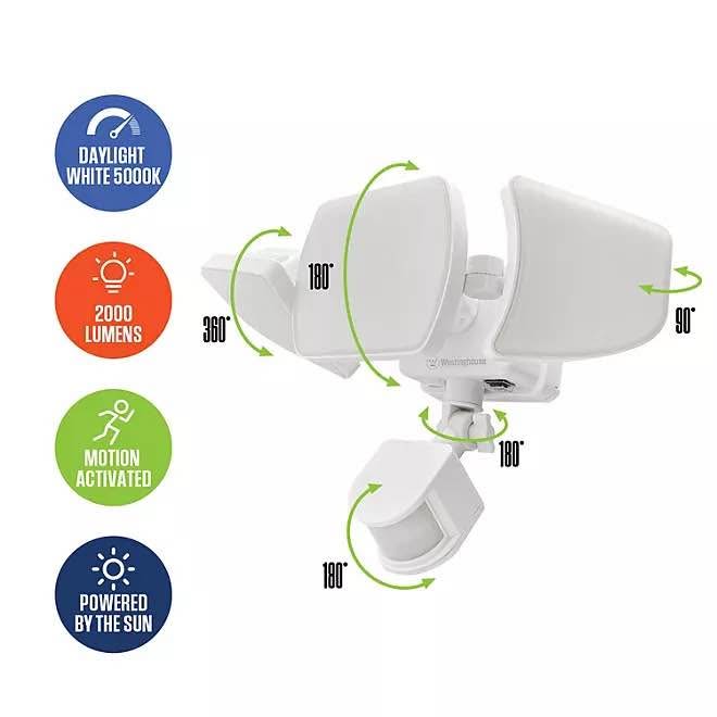 Westinghouse 2000 Lumen Solar Triple Head LED Security Light
