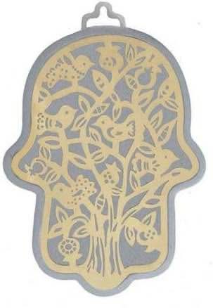 Anodized Aluminum Hamsa with Tree Cutout