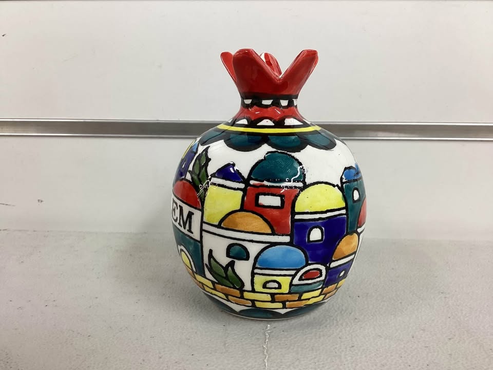 Armenian Ceramic Pomegranate with Jerusalem Design 4”