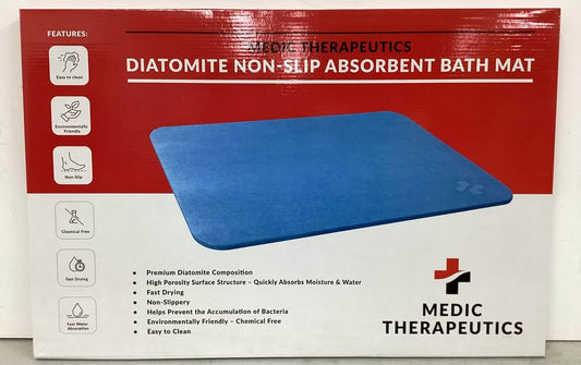 Medic Therapeutics Light Blue 24" x 15" Diatomite Non-Slip Quick Dry Absorbent Floor Mat