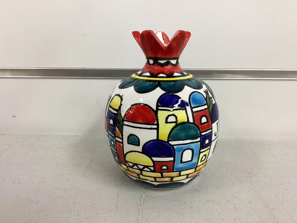 Armenian Ceramic Pomegranate with Jerusalem Design 4”