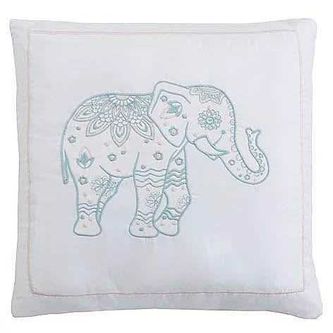 Cozelle "Kismet" 18" Elephant Embroidered Decorative Pillow