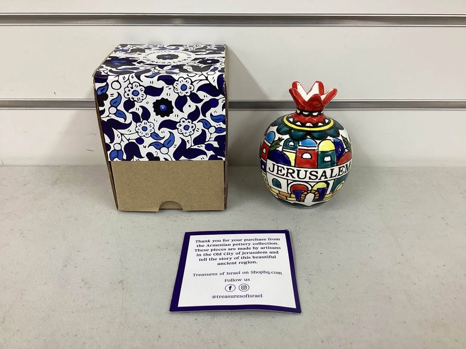 Armenian Ceramic Pomegranate with Jerusalem Design 4”