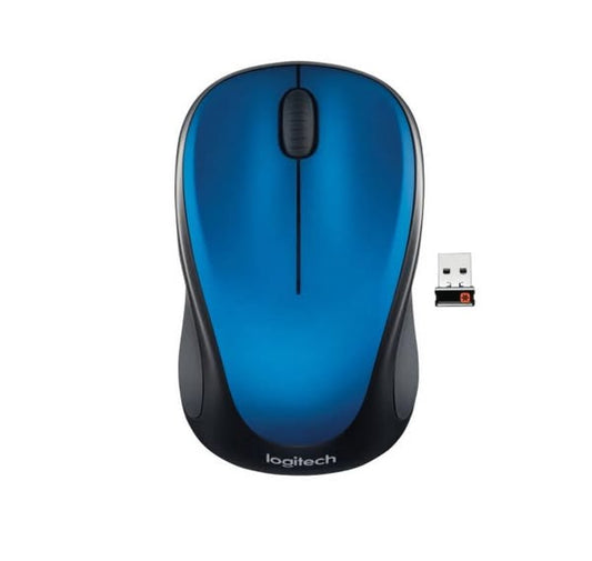 Logitech M317 Wireless Computer Mouse, 3 Buttons, 2.4GHz , Compact with Comfortable Rubber Sides, Blue