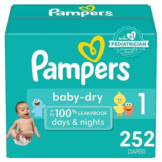 Pampers Baby Dry Diapers, Size 1, 252ct.