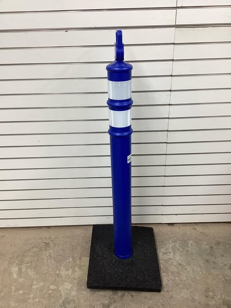Delineator Post with Base: Portable, Blue, 45 in Overall Ht, Grabber Top, High-Intensity Prismatic