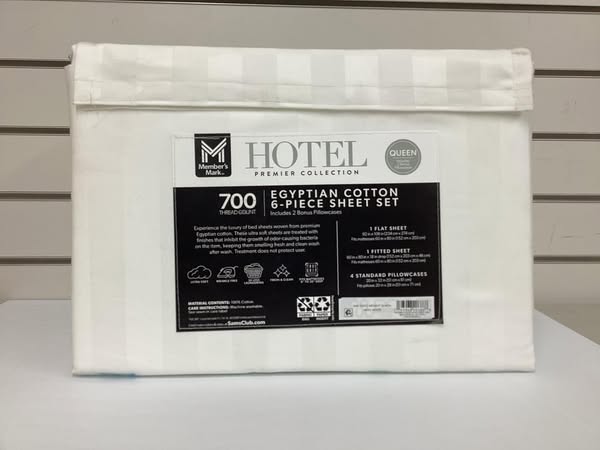 Member’s Mark Hotel Premier Collection 700-Thread-Count Solid Egyptian Cotton Sheet Set Size - Queen